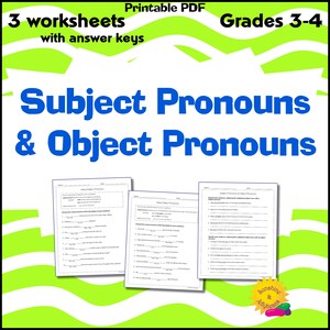 Pronombres sujeto y objeto, sustantivos - Escritura de oraciones, partes de la oración, gramática