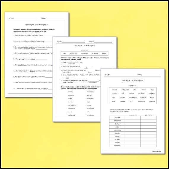 Synonyms and Antonyms Lesson Plan, PDF, Worksheet