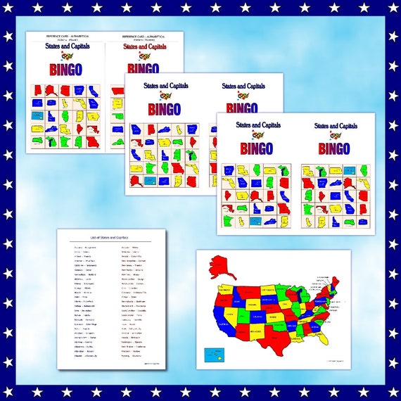 Juego De Estados Y Sus Capitales América: Mapa Para Jugar. América