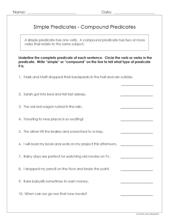 Hoja De Trabajo Para Identificar Oraciones Simples Y Compuestas