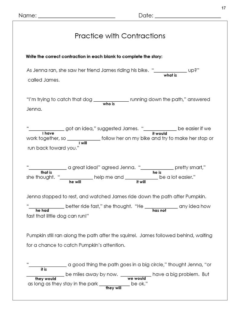 66 Contractions! - 31 Worksheet Pages - Scaffolded - Grades 3-4-5 ...