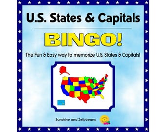 U.S. States and Capitals Bingo game - Fun and Easy Geography Study and Practice