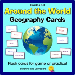 Around The World Geography Cards - Game or Practice - All Grades K-8