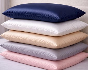 Funda de almohada 100 % seda morera, 22 momme, grado 6A, cremallera oculta, regalo, tamaño Queen