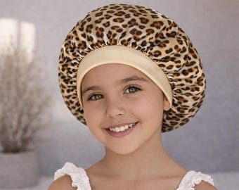 Gorro de dormir 100% seda de morera para niños, protección para cabello rizado, gorro grueso y trenzado.