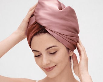 100% Mulberry Silk Hair Wrap Towel, Quick-Dry Microfiber Turban, Anti-Frizz Hair Care, Gift