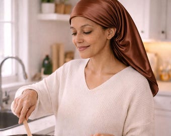 Gorro 100% de seda de morera para cabello largo y grueso, gorro suave para dormir con parte delantera, protección para el cabello.