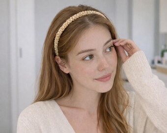 Diadema 100% seda de morera, regalo para ella, diadema de doble capa, accesorio suave para el cabello.