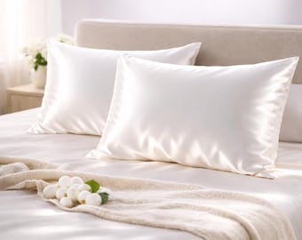 Juego de 2 fundas de almohada de seda de morera, 22 momme, antiencrespamiento para el cabello y la piel.