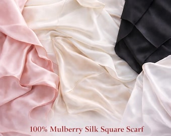 Pañuelo cuadrado 100 % seda morera, ligero y decorativo para el cuello o el cabello.