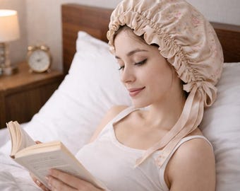 Gorro de seda 100 % morera, doble capa, con lazos, colores elegantes, ideal como regalo.