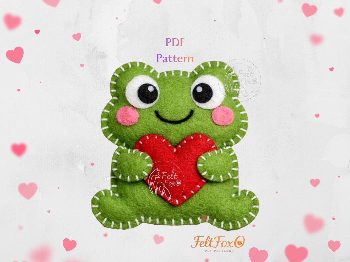 Felt Frog Sewing Pattern PDF, Valentine’s Day Ornament,easy Beginner ...