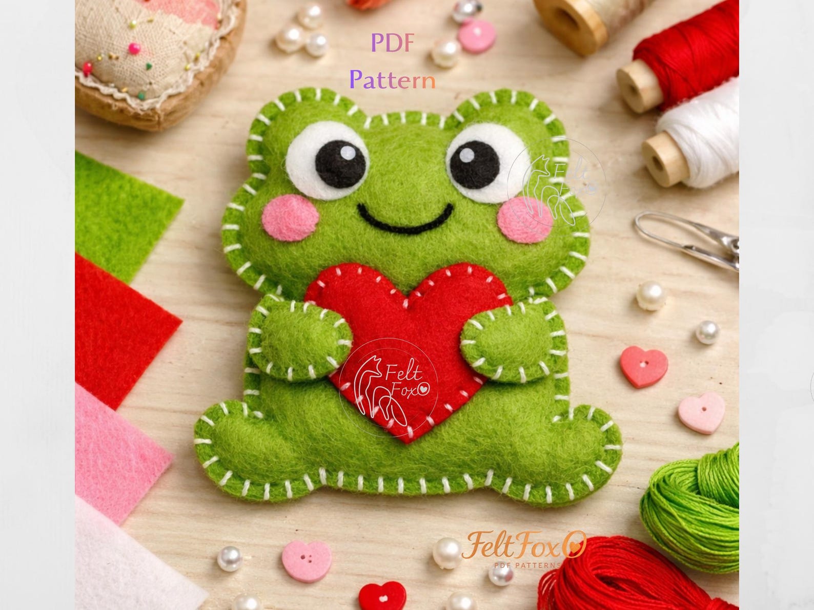 Felt Frog Tutorial Felt Frog Sewing Pattern PDF, Valentine’s Day Ornament,easy Beginner ...