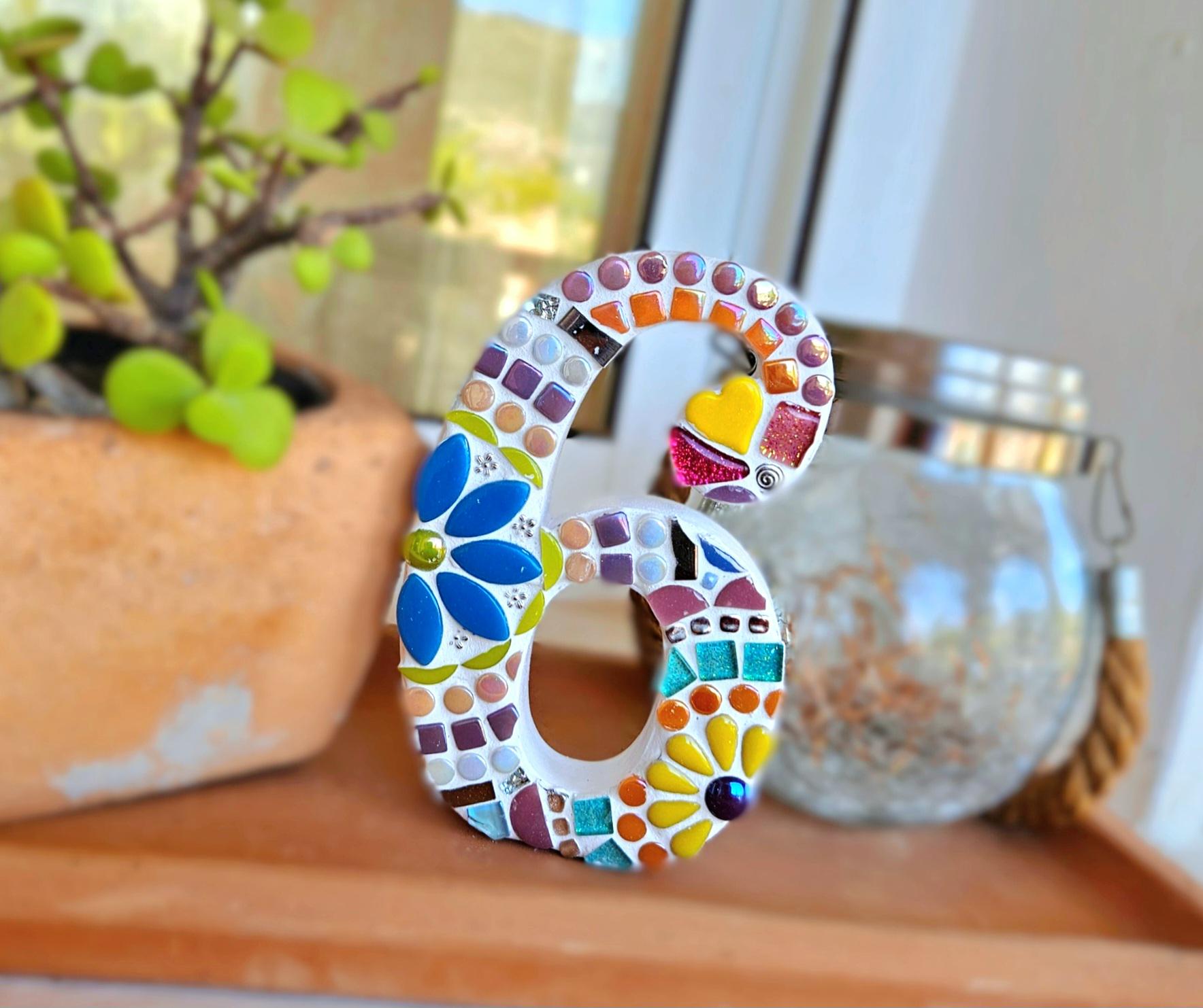 Colourful Mosaic Numbers - Custom Hand Crafted Decor - Mosaic House ...