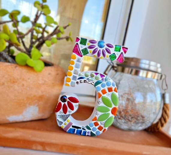 Colourful Mosaic Numbers - Custom Hand Crafted Decor - Mosaic House Number