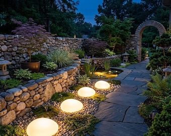 Lámpara solar de vidrio esmerilado, luz de suelo portátil para exteriores, farol de jardín impermeable con forma de guijarro, decoración de césped de bajo consumo, luz para patio y camino.