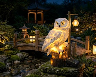 Realistic Owl Solar Light, LED Garden Stake Lamp, Waterproof Outdoor Decoration, Yard Art for Patio Lawn Landscape,Night Glowing Bird Statue