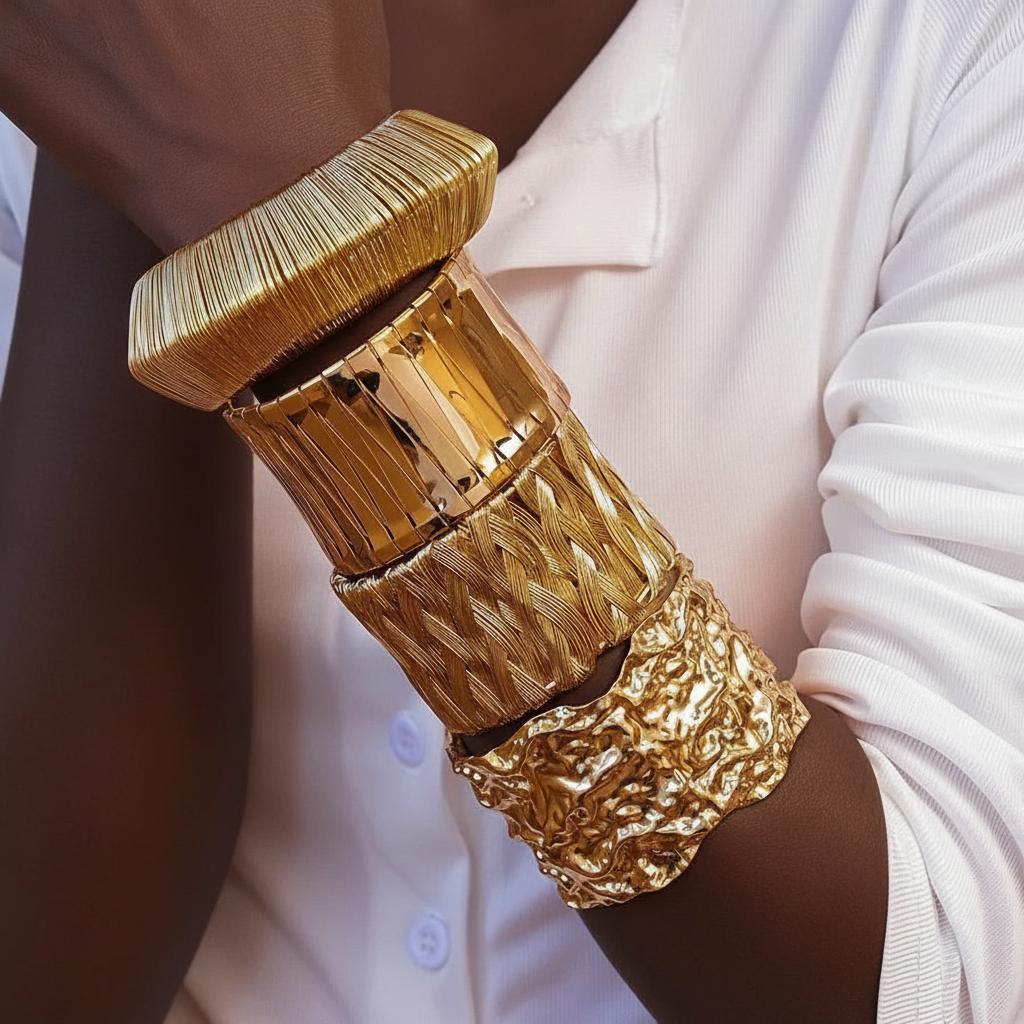 Edna Stackable Cuff Bangles by Berryredgirl | 18K Gold Plated