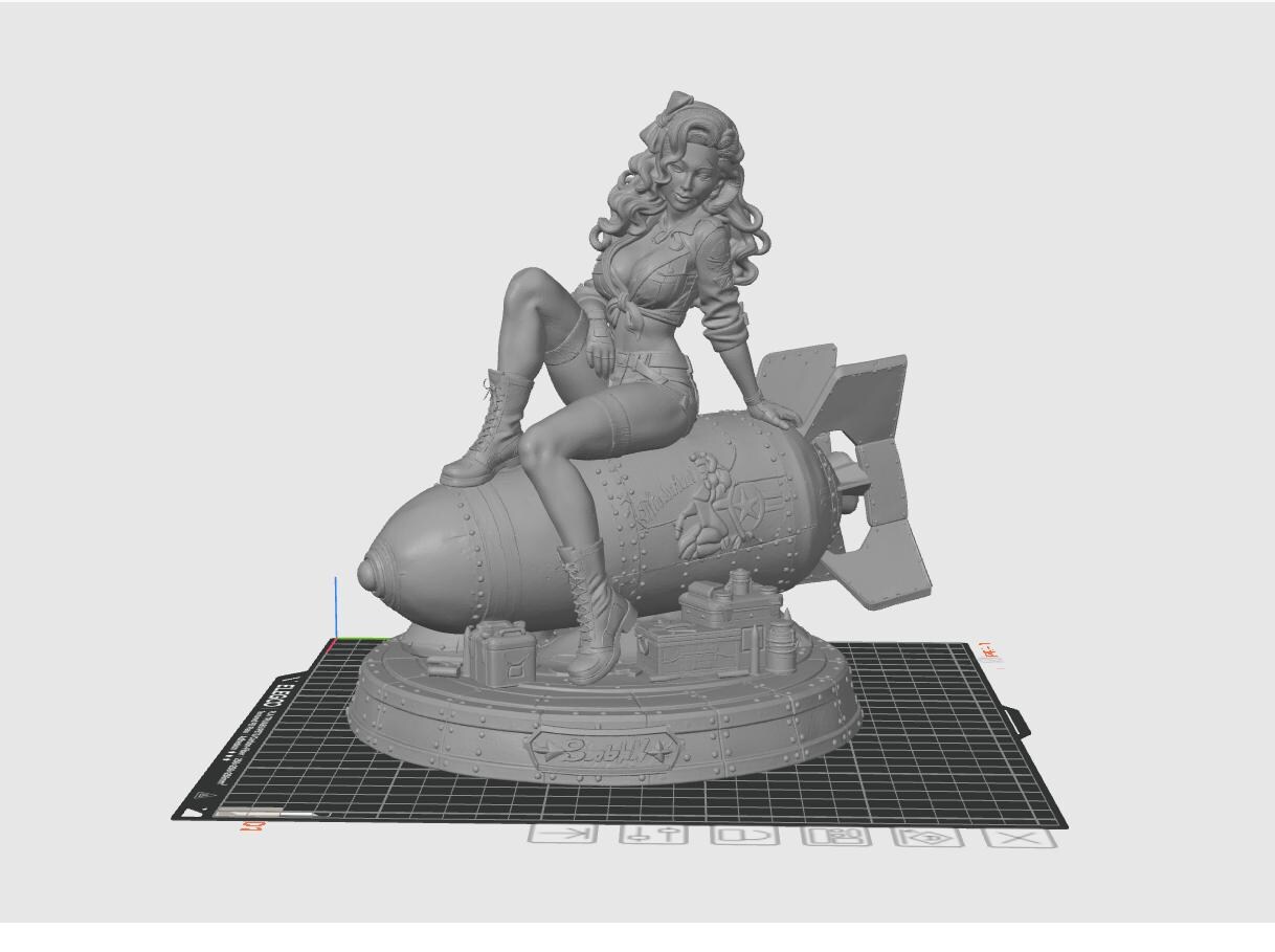 Pinup Stl File Bomb Pinup STL File for 3D Printing | WWII Nose Art Pinup Statue ...