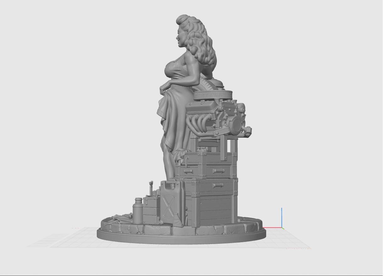 Pinup Stl File Vintage Mechanic Pinup STL File for 3D Printing | Retro Garage Girl ...