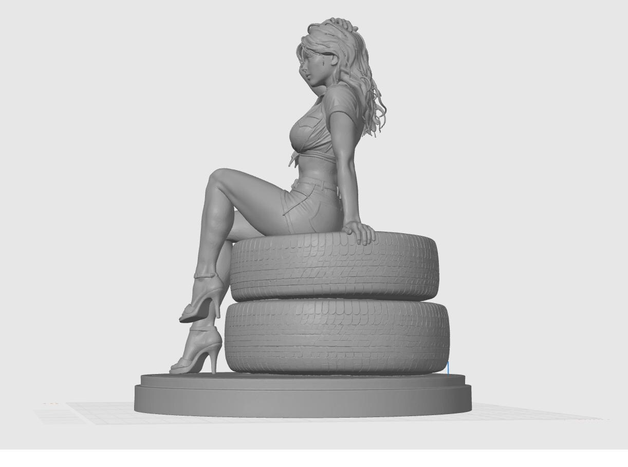 Pinup Stl File Tire Pinup STL File for 3D Printing | Garage Girl Statue | Automotive ...