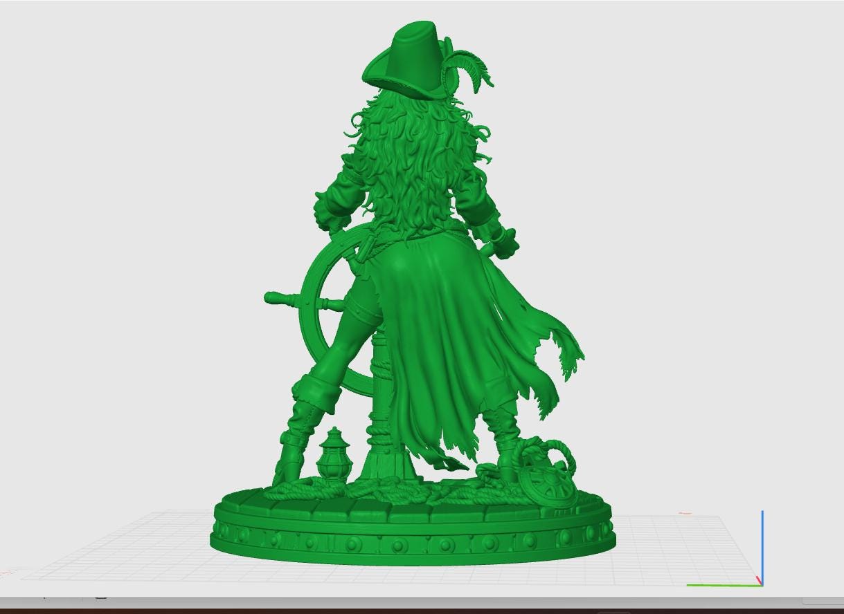 Pinup Stl File Pirate Pinup STL File, at the Helm 3d Model, Female Pirate Statue STL ...
