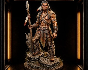 Tribal Pathfinder STL | Native Warrior 3D Print File | Fantasy Tribal Hunter Statue | Resin & FDM Printable Model | Collectible Sculpture
