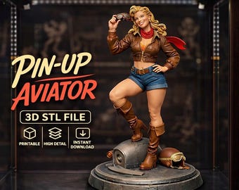 Pinup Stl File Pin up Aviator STL File – Vintage WWII Nose Art Female Statue – Sexy ...