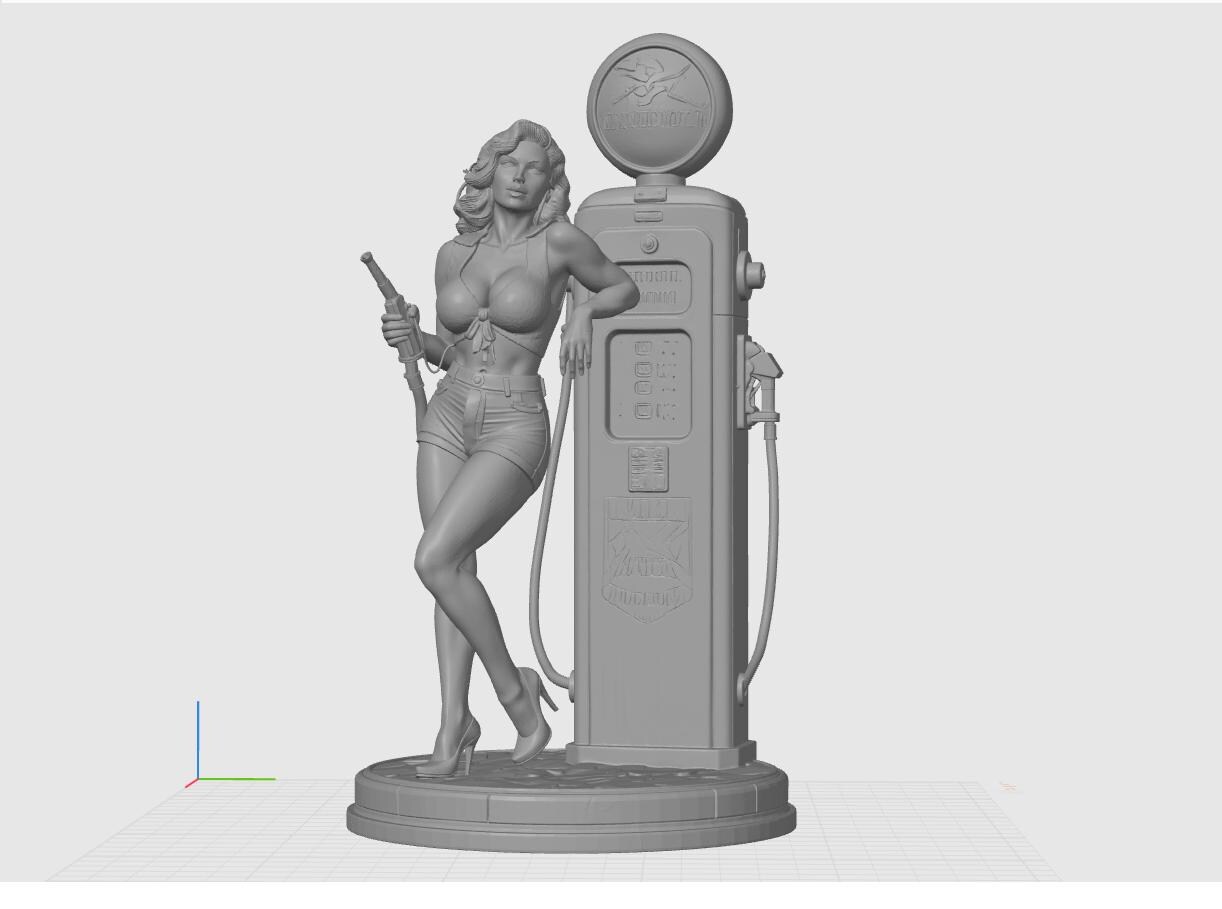 Pinup Stl File Gas Pump Pinup STL File for 3D Printing | Retro Gas Station Girl Statue ...