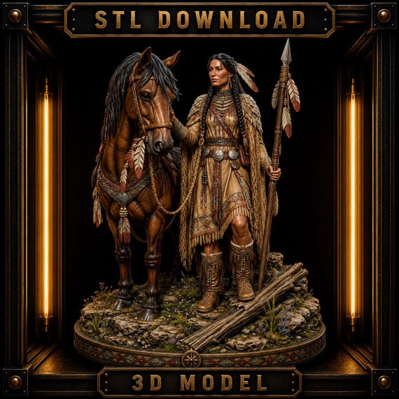 Spirit Rider STL | Tribal Horse Rider 3D Print File | Native Fantasy Warrior Statue | Resin & FDM Printable Model | Collectible Sculpture