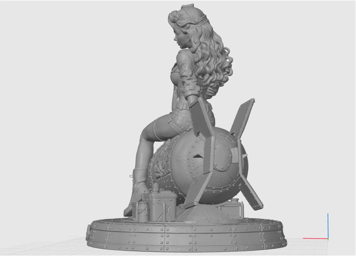Pinup Stl File Bomb Pinup STL File for 3D Printing | WWII Nose Art Pinup Statue ...