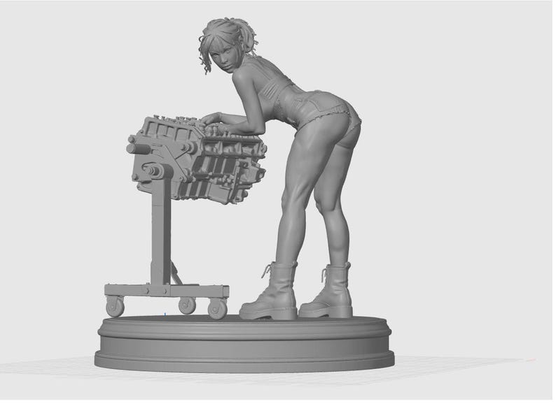 Pinup Stl File Engine Work Pinup STL File for 3D Printing | Garage Mechanic Pinup ...