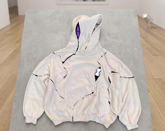 Bluza z kapturem Alien Ghostfreak Cosplay | Bluza premium w stylu streetwear z przetarciami | Odzież inspirowana kreskówką retro