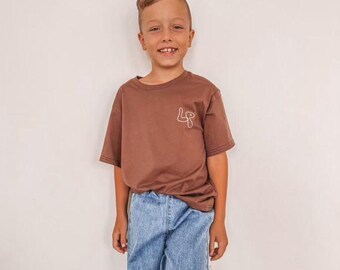 Kids cotton t-shirt, LTLPPL cotton tee size 1-8, unisex kids, chocolate brown or white