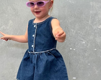 Girls Denim Dress - Boutique Toddler Clothing, Sizes 0-7