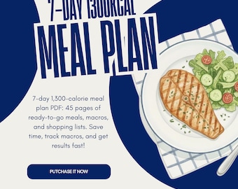 7-Day 1300 Calorie Meal Plan | Healthy Recipes & Macros (PDF)