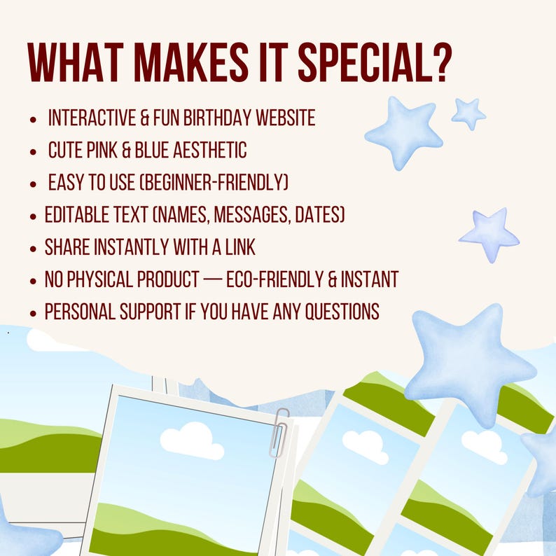 Cute Interactive Birthday Website for Her | Digital Birthday Gift | Editable Online Page