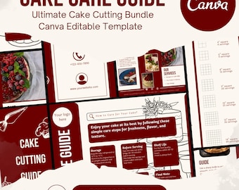 Cake Care Guide Card I Cake Guide I Cake Cutting Card, Care Instructions, Cake Cutting Guide, Bakery Care Card,Editable Canva