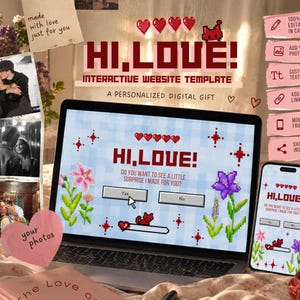 Plantilla interactiva para sitio web de amor / Regalo digital para novio o novia / Plantilla editable en Canva