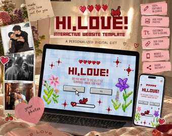 Interactive Love Website Template | Digital Gift for Boyfriend or Girlfriend | Editable Canva