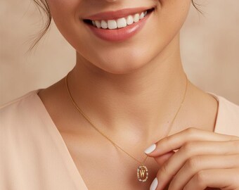 Initial Rhinestone Necklace, Gold Letter Pendant Necklace, Alphabet Charm Necklace, Dainty Colorful Jewelry, Christmas Gift for Her