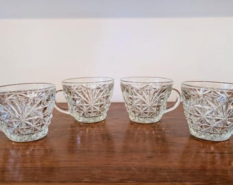 Set of 4 Vintage Anchor Hocking Demitasse - Punch - Tea Cups - Arlington  1960s