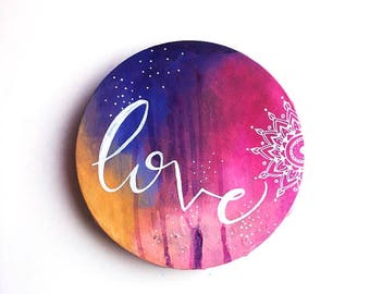 Love sign, zen wall art, abstract painting, boho wall decor, Colorful Home Decor, original painting, Love, gift for her, Onamaiart