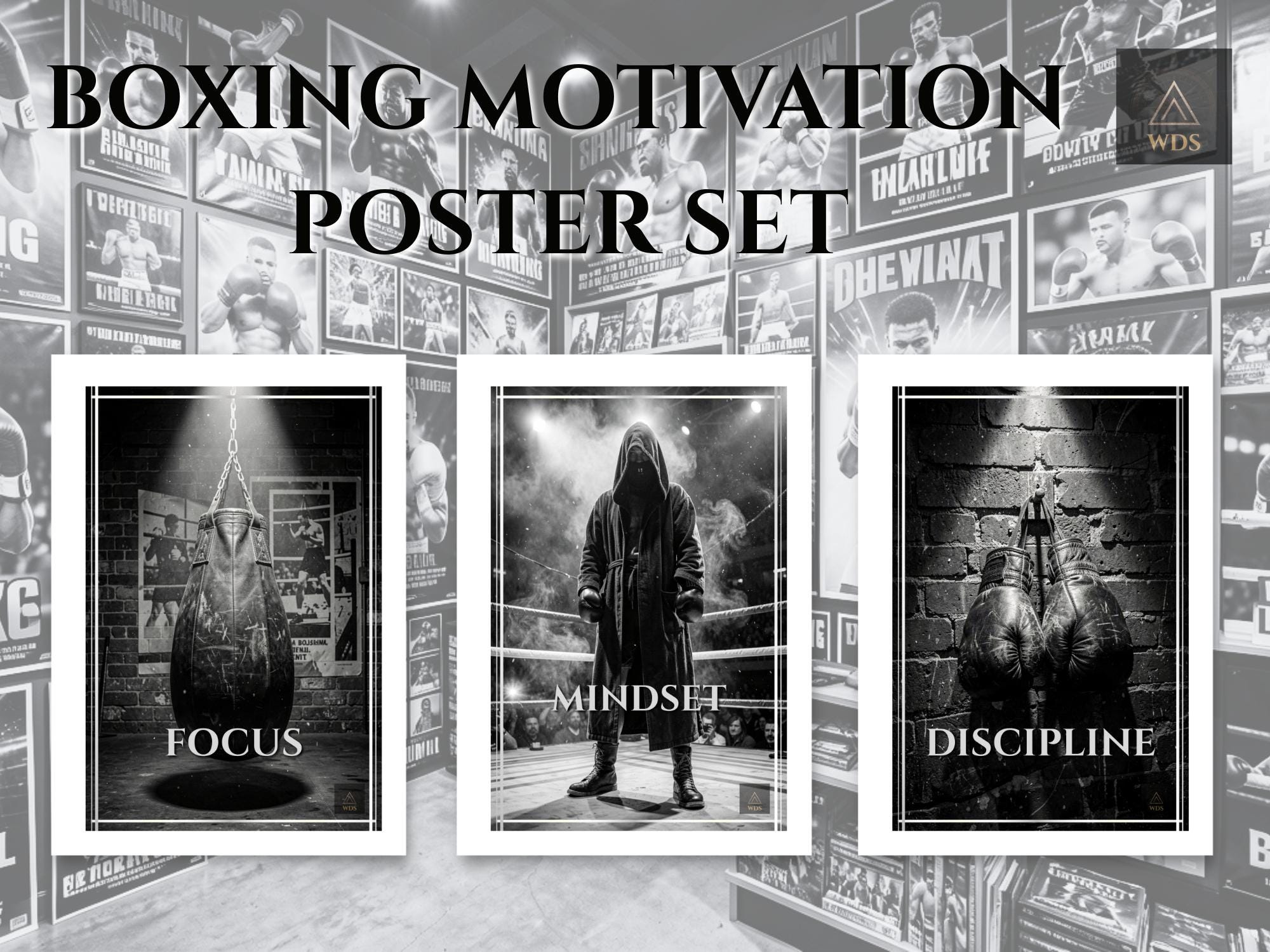 Boxing Motivation Poster Set | Discipline, Focus, Mindset Gym Art ...