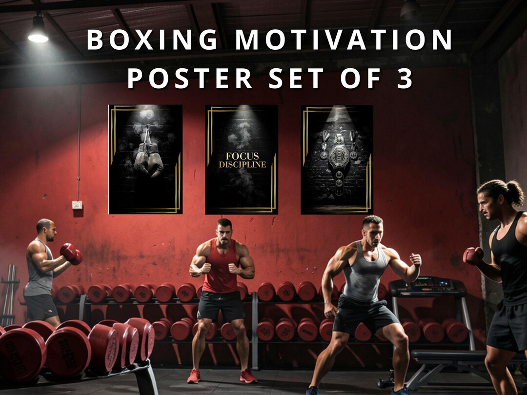 Boxing Motivation Poster Set | Fighter Mindset, Discipline, Focus Gym ...