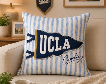 Almohada personalizada con banderín escolar, almohada a rayas con el espíritu universitario, promoción de 2026, regalo de graduación universitaria, regalo para estudiantes de último año