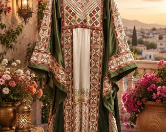 Thobe ricamato: abito tradizionale palestinese con ricamo a cerchio.