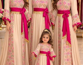 Thobe palestinese ricamato: caftano Tatreez per adulti e bambini