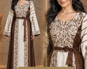 Abito tradizionale arabo palestinese Thobe ricamato, caftano – Abbigliamento tradizionale arabo