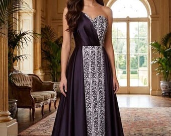 Abito per la festa dell'henné: elegante abito nero con finiture in pizzo bianco
